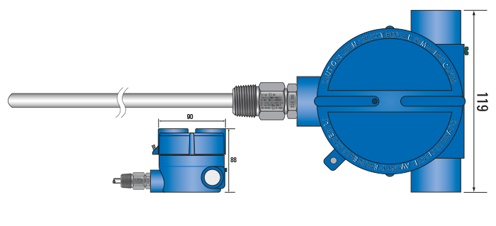 ATEX RTD Pt100-sensoren met IP68 Kop met dubbele ingangen